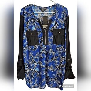 SLIM FACTOR by INVESTMENTS TUNIC SZ L BLACK BLUE